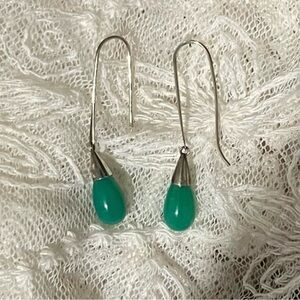 BEAUTIFUL JADE DROP EARRINGS WITH STERLING SILVER!! $25 OR BEST OFFER!!